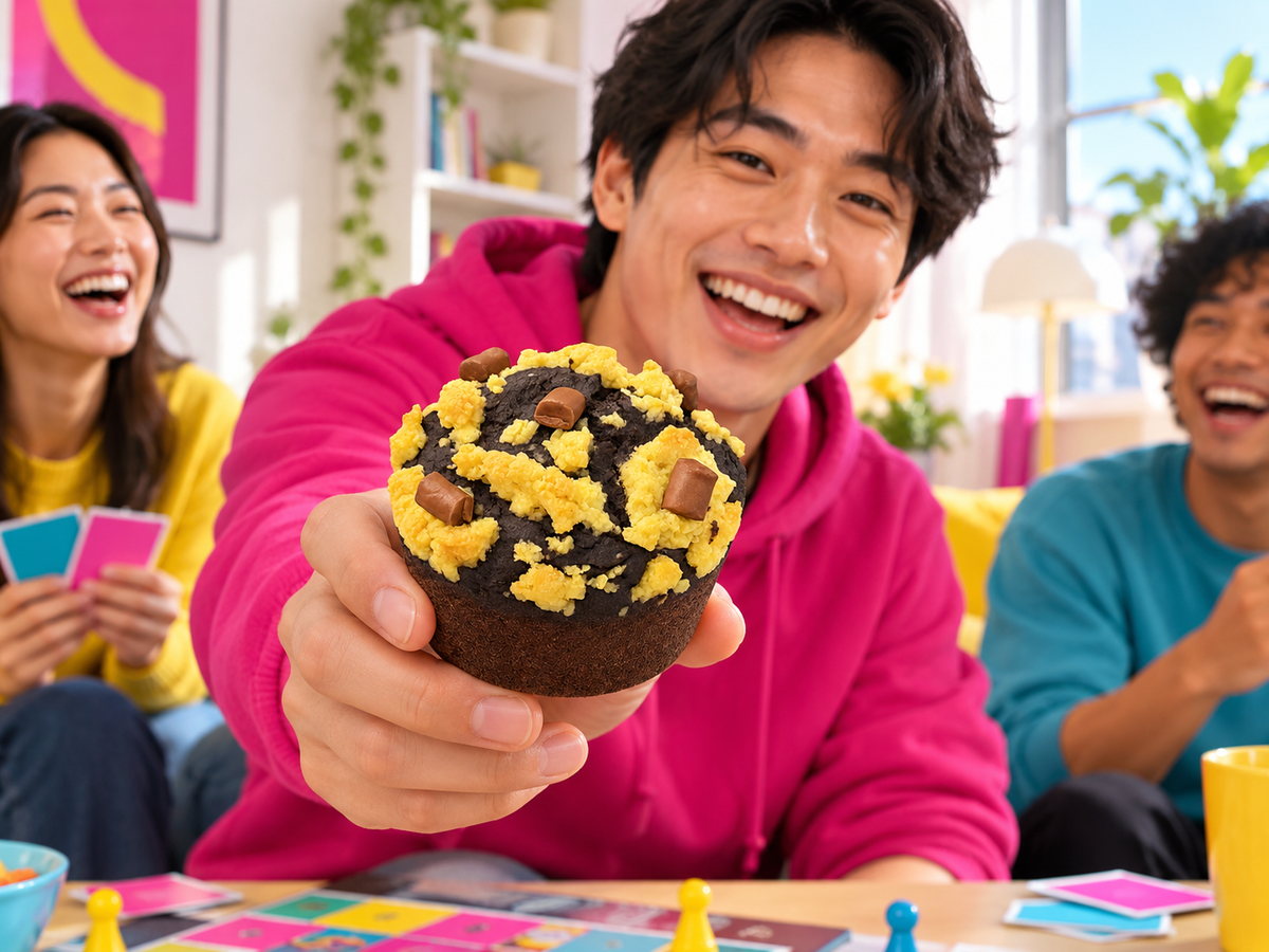 Brookie Muffin in einer fröhlichen Alltagsszene