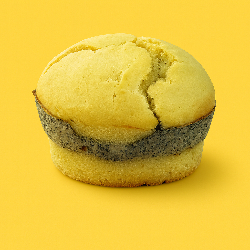 Mohn Pudding Muffin mit Vanillepuddingkern