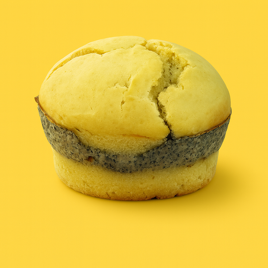 Mohn Pudding Muffin mit Vanillepuddingkern