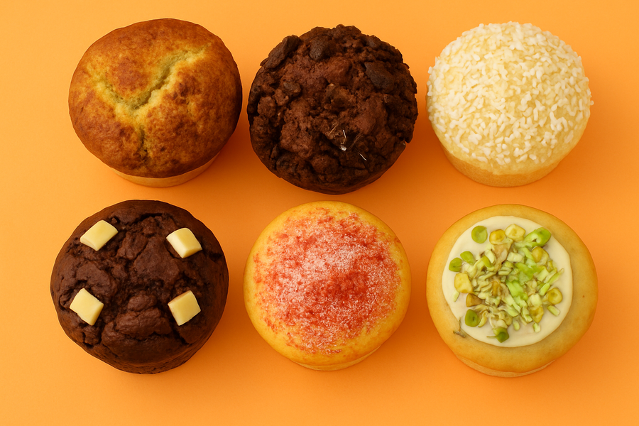 Bunte Auswahl handgemachter Muffins