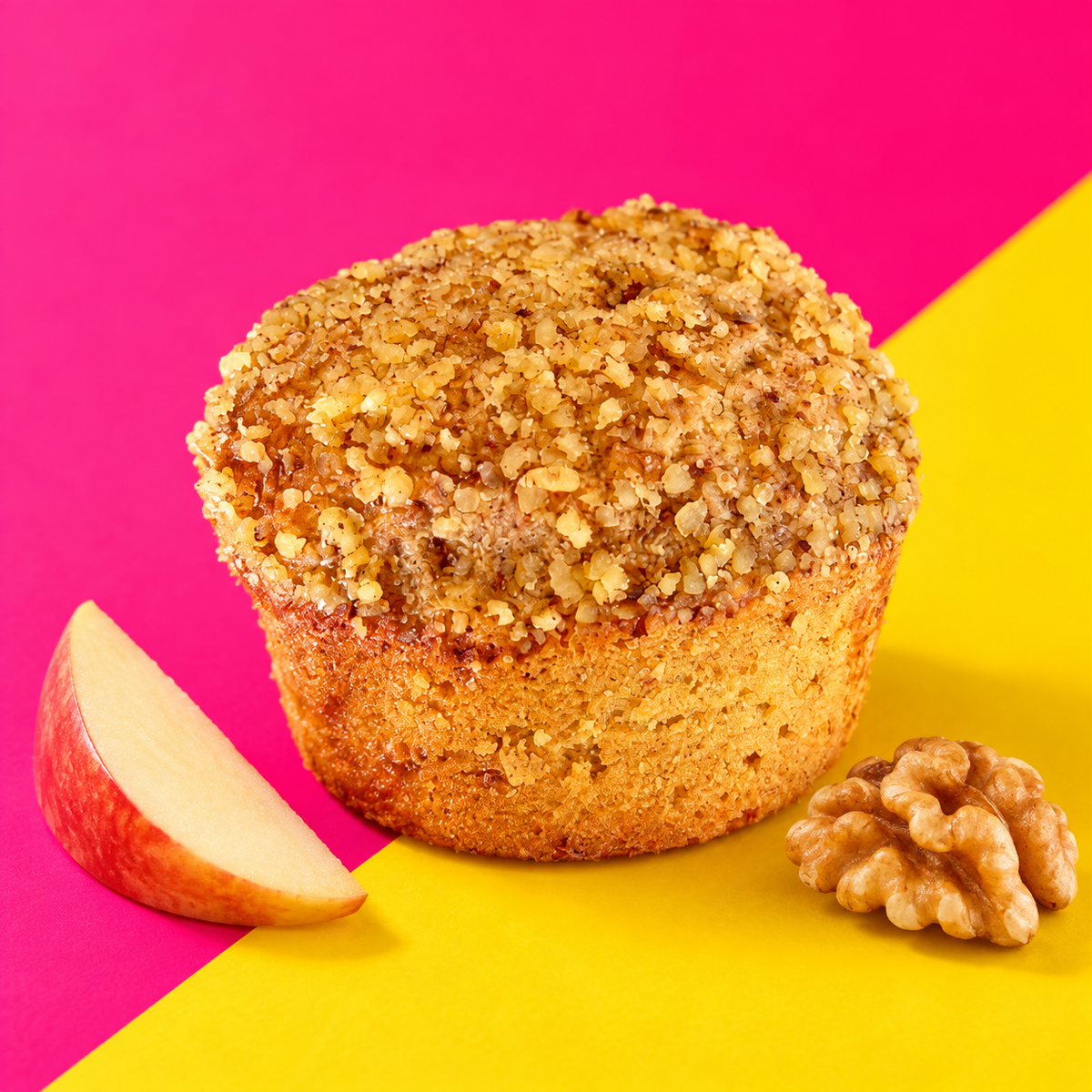 Apfel-Walnuss Protein Muffin mit Walnuss-Topping