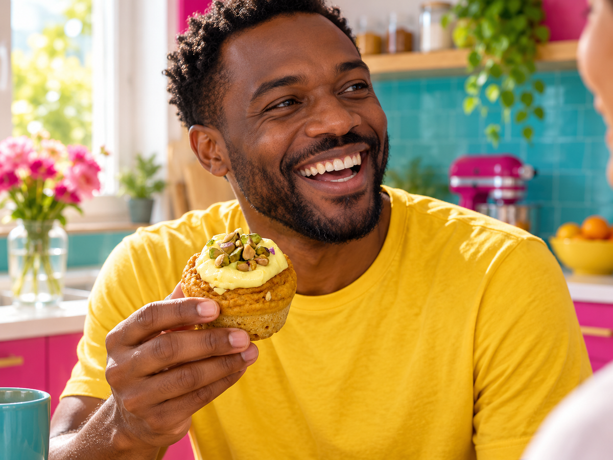 Carrot Cake Muffin in einer fröhlichen Alltagsszene
