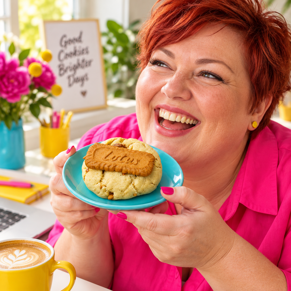 Lotus Love Crumbl Cookie in einer fröhlichen Alltagsszene