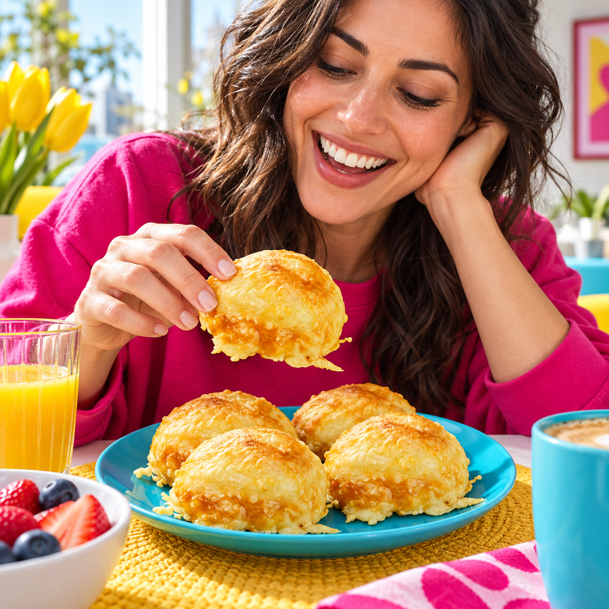 Cheesy Crunch Käsebrötchen · 5 Stück in einer fröhlichen Alltagsszene